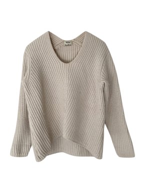 Acne Studios Oatmeal Wool Deborah Ribbed V-Neck Jumper