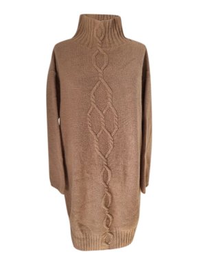 'S MaxMara Camel Cable Knit Sweater Dress