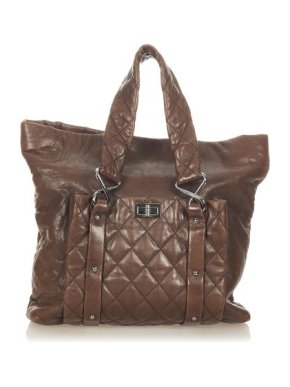 Chanel Vintage Brown Leather Quilted 8 Knots Shoulder Bag