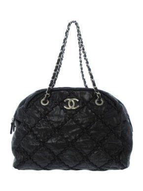 Chanel Black Leather Quilted Bubble Bag