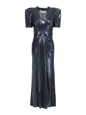 Rotate Birer Christensen Metallic Blue Tea Dress