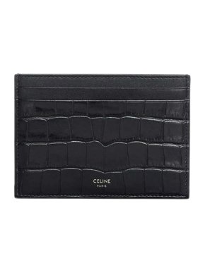 Celine Black Embossed Crocodile Leather Card Holder