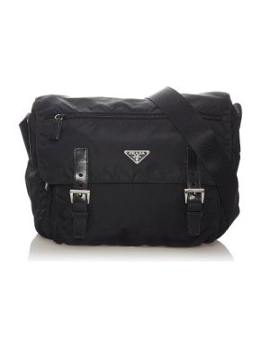 Prada Black Tessuto Nylon Messenger Bag