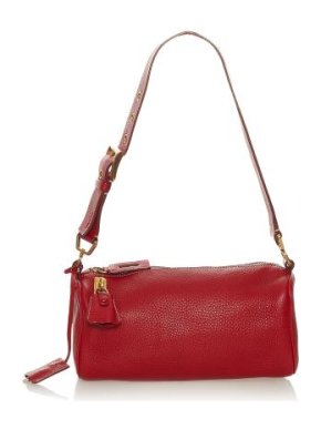 Prada Red Grained Leather Baguette Bag