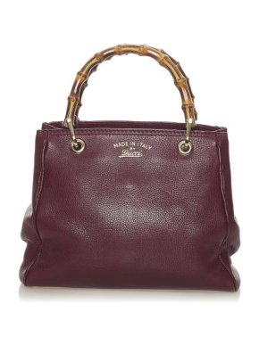 Gucci Burgundy Leather Bamboo Shopper Tote Bag