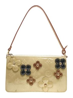 Louis Vuitton Vintage Beige Vernis Lexington Fleurs Pochette