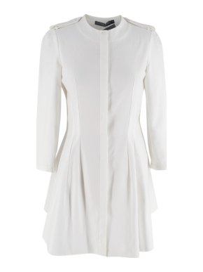 Alexander McQueen Ivory Waffle-Cotton Collarless Tunic