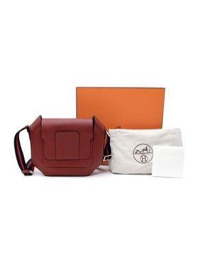 Hermes Octogone Rouge Epsom Leather 23 PHW Bag
