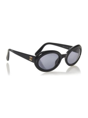 Chanel Black Acetate Round Frame Tinted Lens Sunglasses