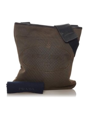 Prada Vintage Brown Canapa Logo Canvas Crossbody Bag