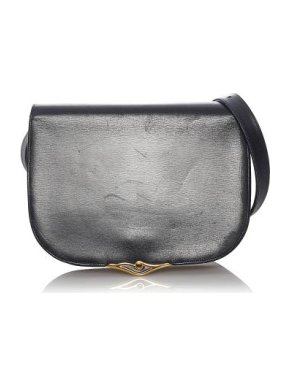 Cartier Vintage Navy Leather Sapphire Line Crossbody Bag