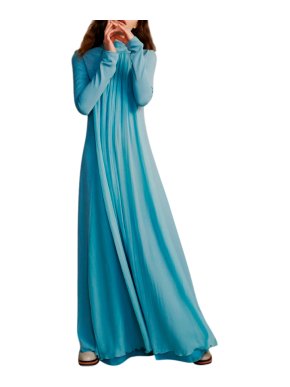 Lanvin Pale Blue Silk Chiffon Long Sleeve Gown