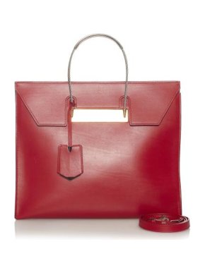 Balenciaga Balencaiga Deep Red Leather Cable Shopper Bag