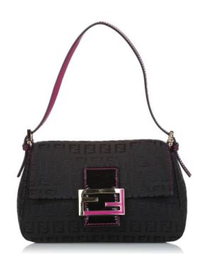 Fendi Vintage Black FF Monogram Canvas Mini Mama Baguette Bag