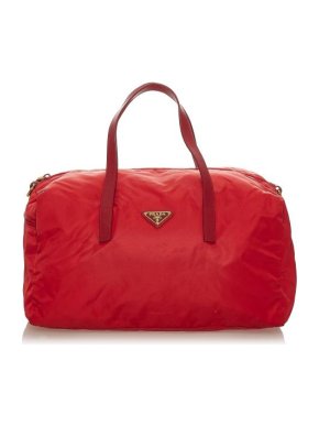 Prada Red Tessuto Nylon Weekend Bag