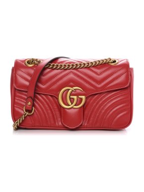 Gucci Red Marmont Small Matelasse Shoulder Bag