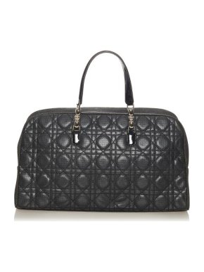 Christian Dior Black Leather Cannage Malice Boston Bag