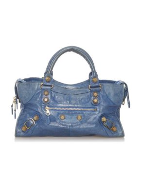 Balenciaga Blue Cracleque Leather Motocross City Part Time Bag