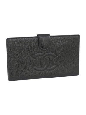 Chanel Black Caviar Leather CC Long Wallet