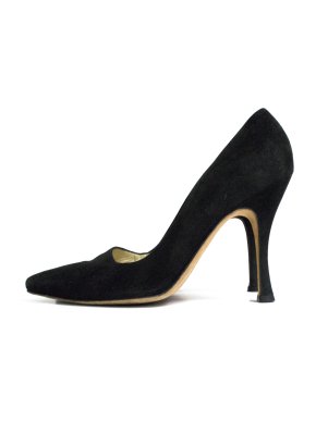 Manolo Blahnik black suede pointer pump heels