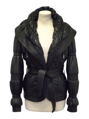 Gianni Versace black leather puffer jacket