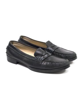 Tods Black Leather Loafers