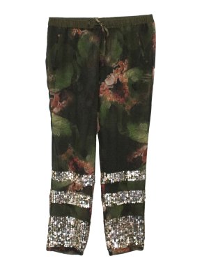 Pinko Floral Patterned Sheer Trousers with Embellishment