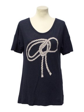 Stella McCartney Navy T Shirt with Knotted Bow Graphic