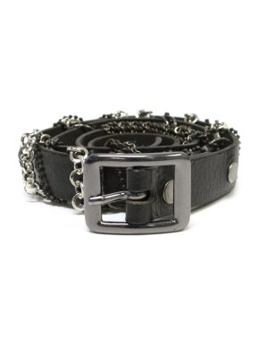 Joseph Black Leather and Chain Belt