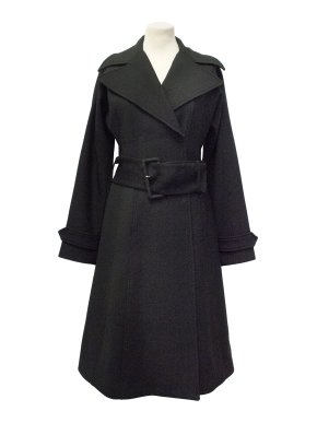 Dolce & Gabbana Black Wool Coat with Belt