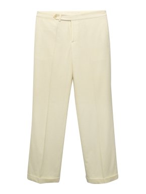 Ralph Lauren Cream Wool Trousers With Fold Over Hem