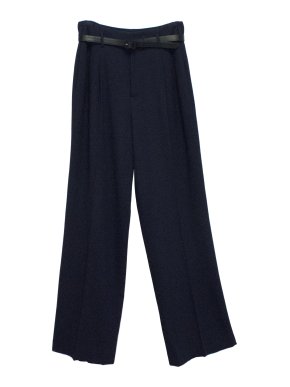 Ralph Lauren Collection Navy Flared Wool Trousers With Belt