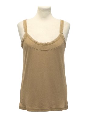 Luisa Cerano Tan Strap Top With Lace Detailing
