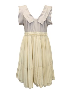 Miu Miu Lilac And Yellow Ruched Silk Dress