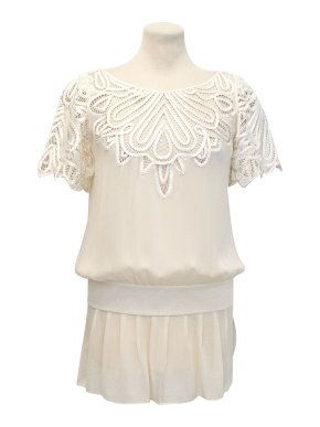 Temperley London Cream Silk Top with Embroidered Detailing