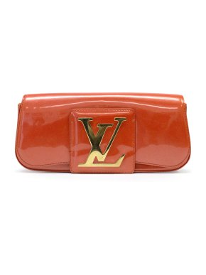 Louis Vuitton Orange Patent Leather 'LV Initiales Clutch Bag