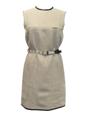 Celine by Phoebe Philo Beige Wool Belted Dress