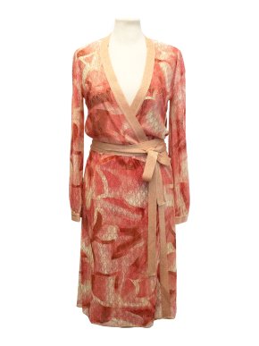Missoni Peach and Gold Lame Knee Length Wrap Dress