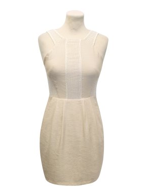 Finders Keepers Cream Dress With White Netting Detail