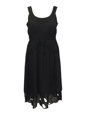 Catherine Malandrino Black Silk Dress with Crochet Detail
