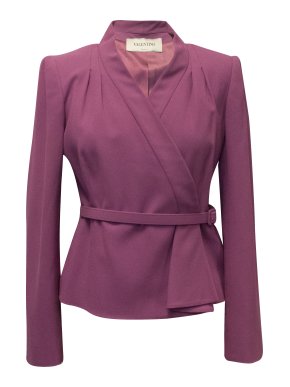 Valentino Purple Blazer with Shoulder Pads and Belt