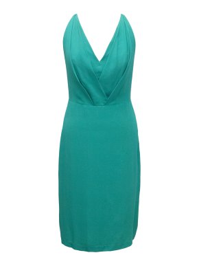 Martin Grant Turquoise Silk Dress with Cross Over Straps