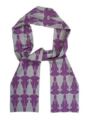 Thomas Wylde Grey and Purple Printed Scarf