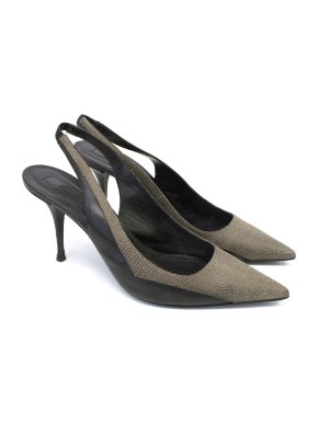 Narciso Rodriguez Taupe and Black Sling Back Kitten Heel