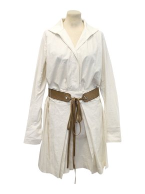 Donna Karan Cream Dress with Brown Belt