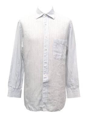 Ermenegildo Zegna Pale Blue and White Striped Linen Shirt