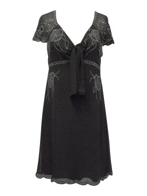 Temperley London Black Short Sleeved Silk Dress