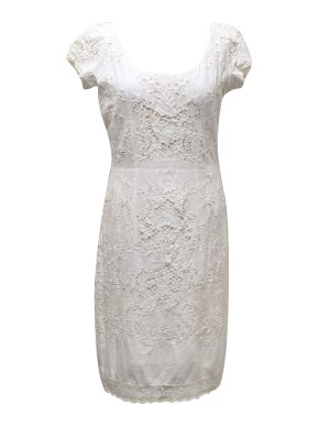 Jill Stuart White Cotton Dress with Eyelet Detailing