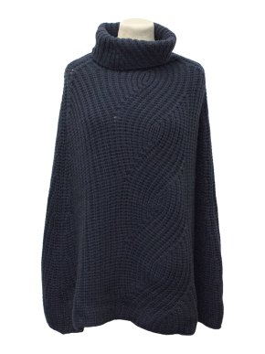 Claudia Shiffer Navy Turtle Neck Poncho