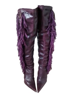 El Dante Over knee Leather Fringed Boots